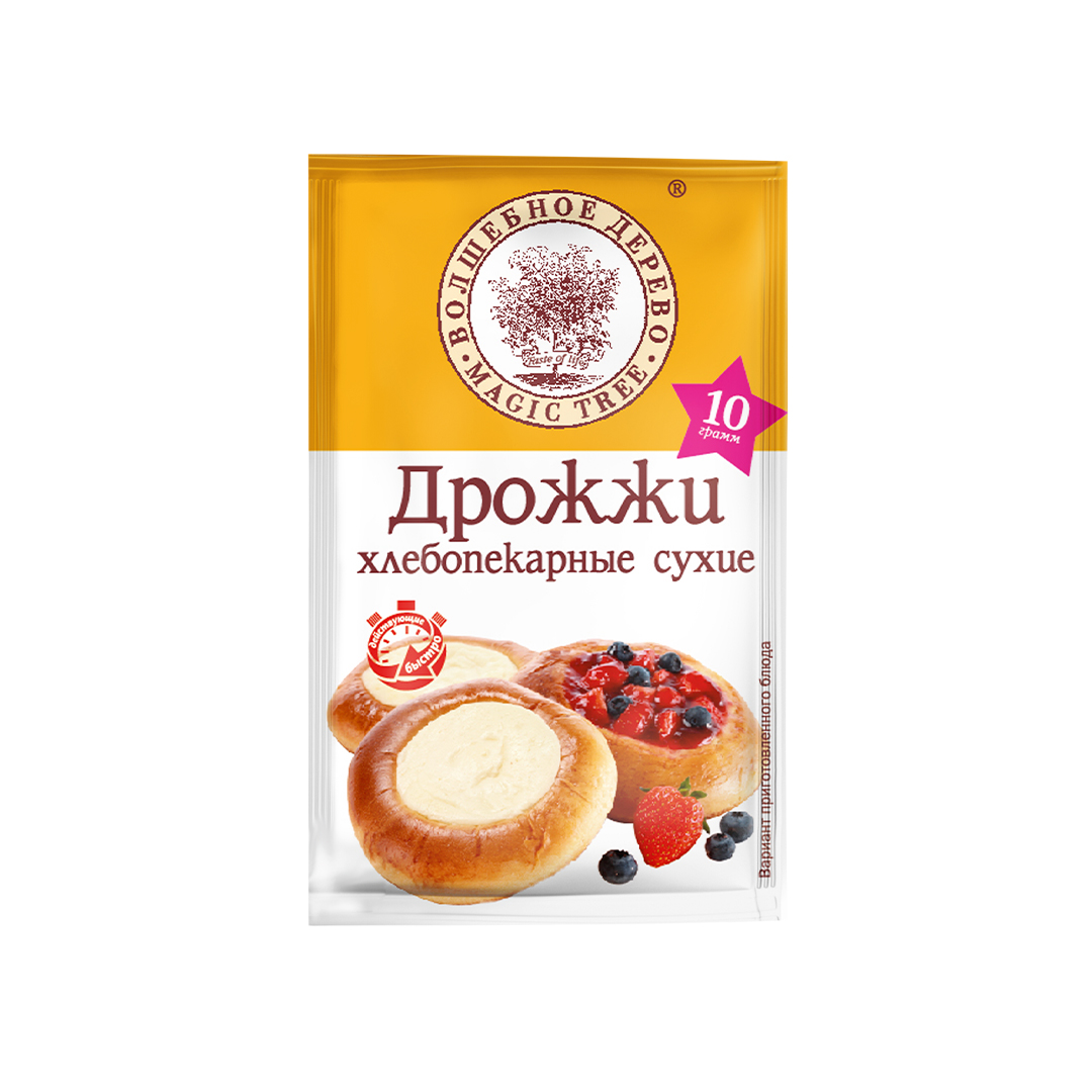 Дрожжи сухие хлебопекарные ВОЛШЕБНОЕ ДЕРЕВО, пакет, 10 гр, 60 шт/кор,  Россия - купить оптом в Калининграде