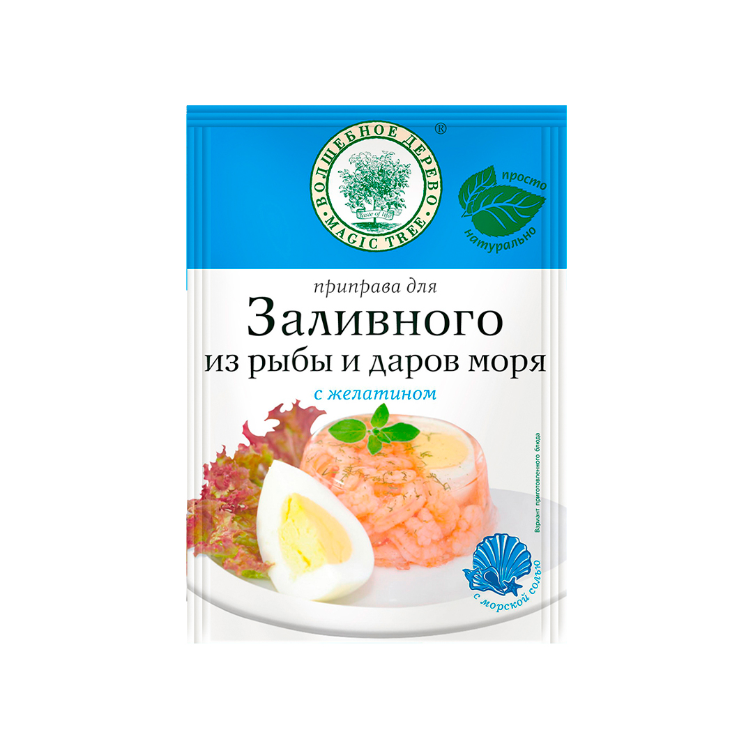 Приправа для Заливного из рыбы и даров моря ВОЛШЕБНОЕ ДЕРЕВО, пакет, 40 гр,  30 шт/кор, Россия - купить оптом в Калининграде
